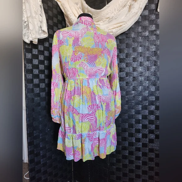 Taj by Sabrina Crippa - Multi-colored Zebra/plant print dress - (L) - Picture 5 of 9